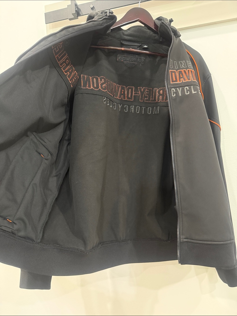 Harley-Davidson Black Hooded Jacket with Orange Trim - Picture 5 of 5